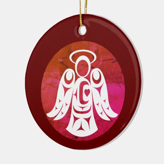 Red-White Angel Keramisch Ornament (Links)