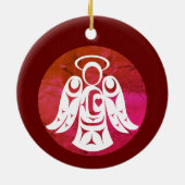 Red-White Angel Keramisch Ornament (Achterkant)
