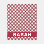 Red & White Argyle Plaid Custom Name Fleece Deken (Voorkant)