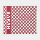 Red & White Argyle Plaid Custom Name Fleece Deken (Voorkant (Horizontaal))