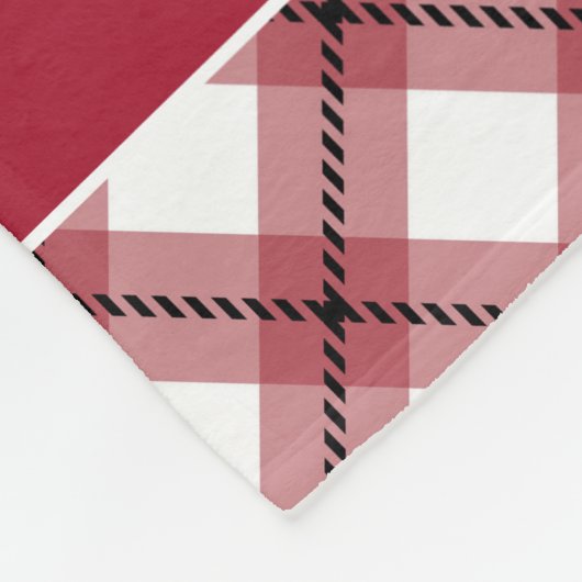 Red & White Argyle Plaid Custom Name Fleece Deken (Hoek)