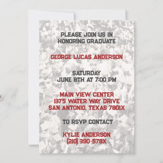 Red White Athlete Player Afstuderen Uitnodiging (Voorkant)