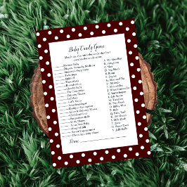 Red White Baby Bow Baby Baby shower Game Kaart