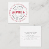 Red White Baker Bakery Pastry Chef Typografie Vierkante Visitekaartje (Voorkant / Achterkant)