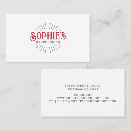 Red White Baker Logo Visitekaartje (Voorkant / Achterkant)