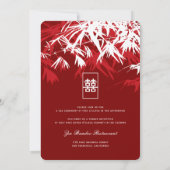 Red White Bamboo lekt dubbelXi Chinese bruiloft Kaart (Achterkant)