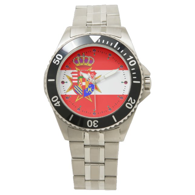 Red White Banner Groothertogdom Toscane Horloge (Voorkant)
