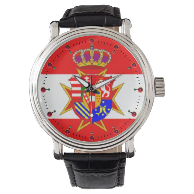 Red White Banner Groothertogdom Toscane Horloge (Voorkant)
