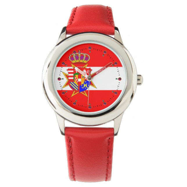 Red White Banner Groothertogdom Toscane Horloge (Voorkant)