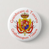 Red White Banner Groothertogdom Toscane Ronde Button 5,7 Cm (Voorkant)