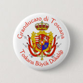 Red White Banner Groothertogdom Toscane Ronde Button 5,7 Cm (Voorkant)