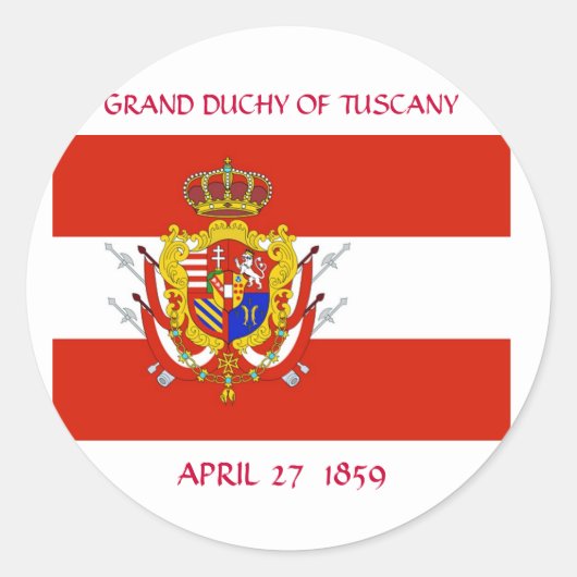 Red White Banner Groothertogdom Toscane Ronde Sticker (Voorkant)