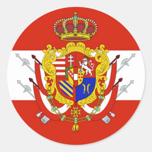 Red White Banner Groothertogdom Toscane Ronde Sticker (Voorkant)