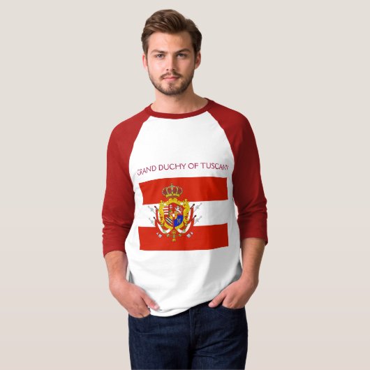 Red White Banner Groothertogdom Toscane T-shirt (Voorkant volledig)
