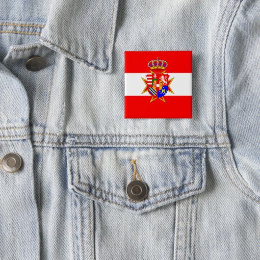 Red White Banner Groothertogdom Toscane Vierkante Button 5,1 Cm (In situ)