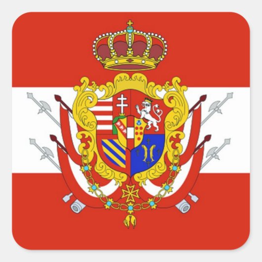 Red White Banner Groothertogdom Toscane Vierkante Sticker (Voorkant)