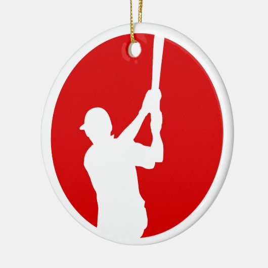 Red White Baseball Player Persoonlijk Keramisch Ornament (Links)