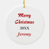 Red White Baseball Player Persoonlijk Keramisch Ornament (Achterkant)