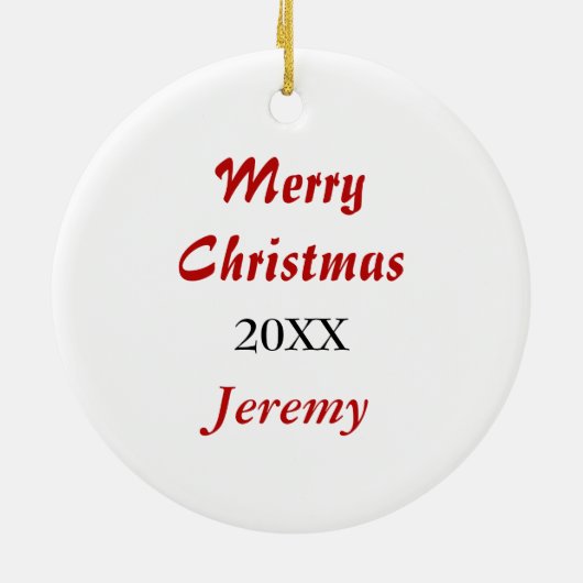 Red White Baseball Player Persoonlijk Keramisch Ornament (Achterkant)