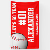 Red White Baseball Team Spirit Spandoek (Verticaal)