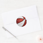Red White Basketbal Meisjes Party Dank u Ronde Sticker (Envelop)