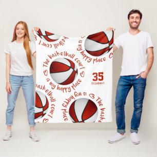 red white basketball court mijn gelukkige huisspor fleece deken