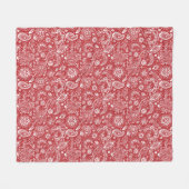 Red white batik boho style floral paisley pattern fleece deken (Voorkant (Horizontaal))