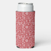 Red white batik boho style floral paisley pattern seltzer blikjeskoeler (Seltzer Achterkant)