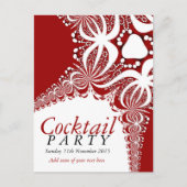 Red White Batik Cocktail Party Invitation Briefkaa Uitnodiging Briefkaart (Voorkant)