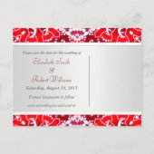 Red White Batik Save the Date Briefkaart (Achterkant)