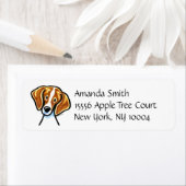 Red/White Beagle Face Off-Leash Art™ Simple Etiket (Insitu)