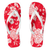 Red White Beauful Toile Teenslippers (Voetbed)