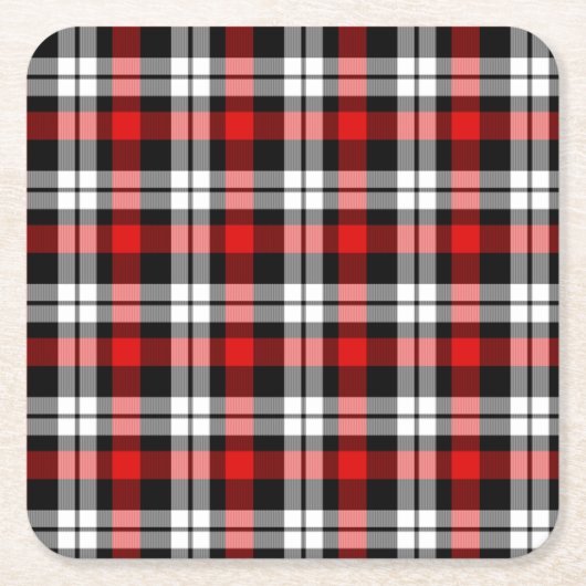 Red White Black Buffalo Check Pset Pattern Kartonnen Onderzetters (Voorkant)