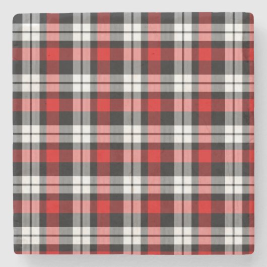 Red White Black Buffalo Check Pset Pattern Stenen Onderzetter (Voorkant)