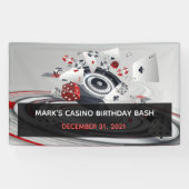 Red White Black Casino Thémat 40th Birthday Party Spandoek (Horizontaal)