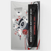 Red White Black Casino Thémat 40th Birthday Party Spandoek (Verticaal)