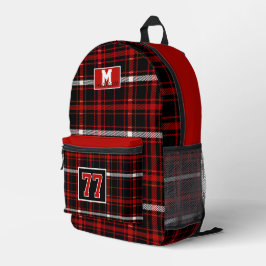 Red white Black Checkered tartan plaid Nebraska Bedrukte Rugzak