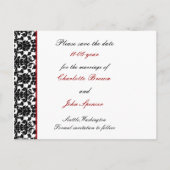 Red White Black Damask Wedding Invitations Aankondigingskaart (Achterkant)