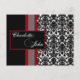 Red White Black Damask Wedding Invitations Aankondigingskaart