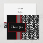 Red White Black Damask Wedding Invitations Briefkaart (Voorkant / Achterkant)