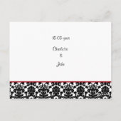 Red White Black Damask Wedding Invitations Briefkaart (Achterkant)