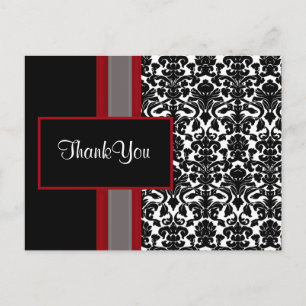 Red White Black Damask Wedding Invitations Briefkaart
