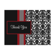Red White Black Damask Wedding Invitations