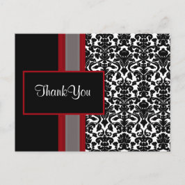 Red White Black Damask Wedding Invitations Briefkaart