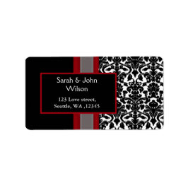 Red White Black Damask Wedding Invitations Etiket