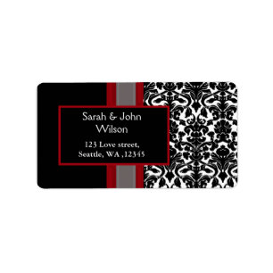 Red White Black Damask Wedding Invitations Etiket