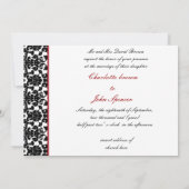Red White Black Damask Wedding Invitations Kaart (Achterkant)