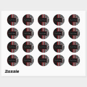 Red White Black Damask Wedding Invitations Ronde Sticker (Vel)