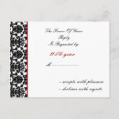 Red White Black Damask Wedding Invitations Uitnodiging Briefkaart (Achterkant)