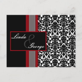 Red White Black Damask Wedding Invitations Uitnodiging Briefkaart